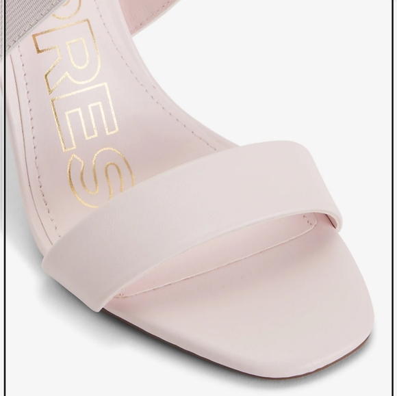Express Brian Atwood x Express Stretch Ankle Strap Heeled Sandals. Light Pink. - Picture 4 of 11